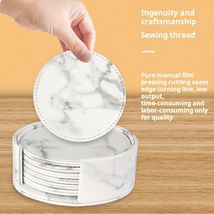 Ensemble de dessous-de-verre en cuir PU de qualité supérieure, isolation thermique exquise, coussin pour thé et eau, cadeau promotionnel, logo personnalisé - Product Image 2