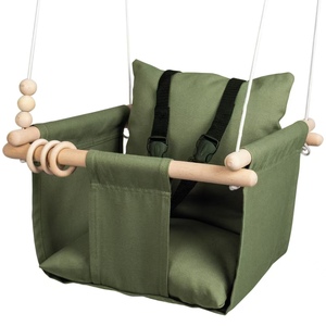 Columpio para bebé, silla colgante portátil para interiores y exteriores, lienzo de algodón y marco de madera de haya, <span class=keywords><strong>hamaca</strong></span> sensorial, asiento para niño y niña, juguetes de madera - Product Image 2