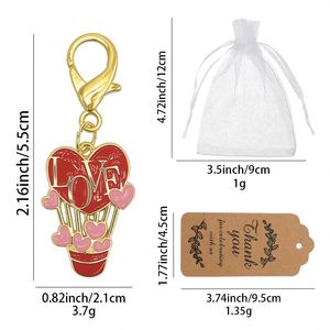 Llavero de Metal de Aleación de Zinc con Diseño de Dibujos Animados para Año Nuevo, Regalo de San Valentín con Rosa de Amor y Globo Aerostático - Product Image 4