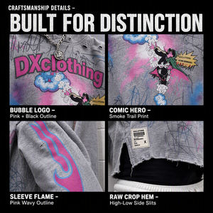 Sudadera Corta Personalizada con Letras Gráficas de Héroes de Cómics en Gris Jaspeado, Estilo Desgastado, 380 g/m², para Marcas, Fabricante OEM ODM - Product Image 2