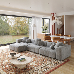 Atunus <strong>in</strong> Stock Soft Linen Fabric Gray Modern Living Room <strong>Wood</strong> <strong>Frame</strong> 3 4 7 Seater Nordic Family Modular Sectional <strong>Sofa</strong> Couch Set - Product Image 4