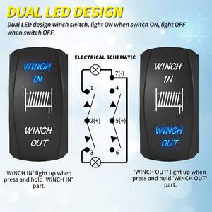 Treuil dans le treuil momentané ON/Off/ON 7 broches treuil interrupteur <span class=keywords><strong>à</strong></span> bascule bascule 3 voies 20A 12V 10A 24V DC étanche bleu - Product Image 4