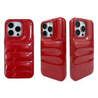 Glow Glossy Quilted Phone Case 3D Raised Channel Texture Shockproof Protective Cover for iPhone 18/17/16/15