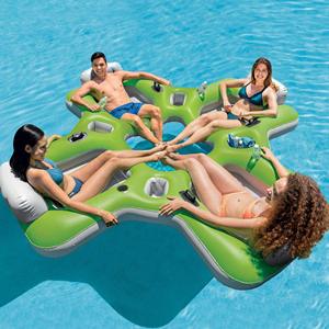 Wholesale 4 Seat <b>Inflatable</b> Lounge Island Pool Float Heavy Duty PVC Floating Raft <b>Sofa</b> for Adults Family Pool Lake Beach Party - Product Image 4