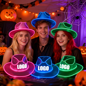 Sombrero de Vaquera Personalizado con Luces LED de Colores para Adultos, para Año Nuevo, Pascua, Diwali, Graduaciones, Fiestas, Disfraces, Accesorios de Cosplay - Product Image 1