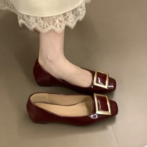 Women Elegant Metal Square Buckle Shoes Square Toe Shallow Mouth Invisible Commuter Shoes Fashion Office <b>Flat</b> Pumps - Product Image 5