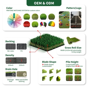 Giá bán buôn ngoài trời tổng hợp cỏ màu xanh lá cây Turf CuộN Mat Thời tiết kháng cỏ nhân tạo thảm cho trang trí sân vườn - Product Image 6