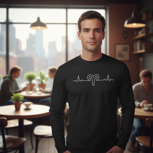 T-shirt a maniche lunghe con grafica Aries Heartbeat, nera, taglia unisex per adulti - Product Image 3