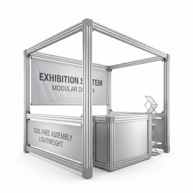Exhibition Booth Display Aluminum Profile Extrusion Modular Trade Show Stand Retail Shelving System Reusable Frame