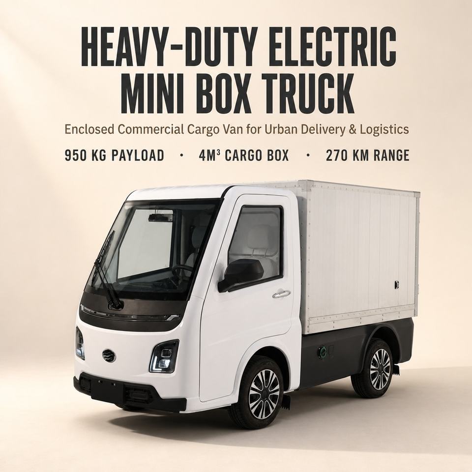 Heavy Duty Electric Mini Box Truck 950kg Commercial Payload Enclosed ...