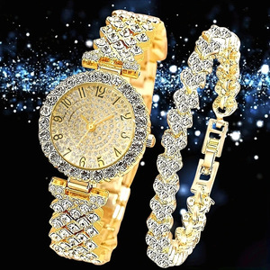 Ensemble cadeau de montres à quartz de luxe pour femmes gravées, 2 pièces, or rose, pour clients d'entreprise, VIP, anniversaire, Nouvel An - Product Image 1