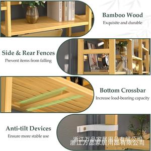 Bamboo 6 Layer 3 Width Bookshelf Freestanding Modular Living Room Storage Rack Minimalist Design <b>Solid</b> <b>Wood</b> <b>Bookcase</b> - Product Image 3