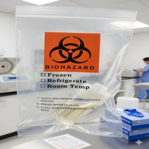 Thị trường Châu Âu rõ ràng Biohazard mẫu túi với Pouch CE đánh dấu Reclosable Kangaroo túi cho y tế & phòng thí nghiệm sử dụng - Product Image 1