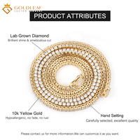 Collier chaîne tennis classique personnalisé en or jaune 10 carats avec diamant de laboratoire taille D VVS certifié IGI, cadeau de mariage et de fiançailles