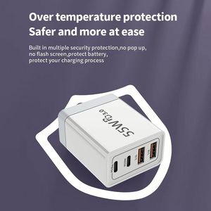 4 Ports 55W Super Fast Charging <b>Adapter</b> AU UK EU US <b>Plug</b> 2 Type C+2 <b>USB</b> PD 20W Power Charger for Huawei/Xiaomi/Sam/Ios - Product Image 5