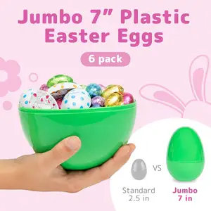 Stock al por mayor juguetes de Pascua regalos decoración en blanco vacío rellenable gigante grande Jumbo 7 pulgadas huevos de Pascua de plástico para la caza de huevos de Pascua