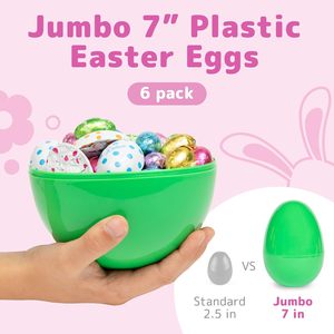 Stocks Wholesale Easter Toys Gifts Decor Blank Empty Fillable Giant <strong>Large</strong> Jumbo 7inch <strong>Plastic</strong> Easter <strong>Eggs</strong> for Easter <strong>Egg</strong> Hunt - Product Image 2