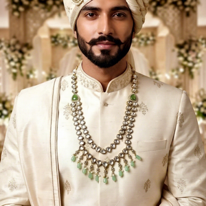 Designer Kundan Polki Groom Mala <b>Necklace</b> for Men Traditional Wedding Sherwani <b>Necklace</b> Ethnic Baraat Jewelry Statement Mala - Product Image 1