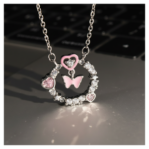 Collane di moda di tendenza simpatiche cartoni animati luna farfalla catena di fiori vendita calda oro rosa argento all'ingrosso - Product Image 1