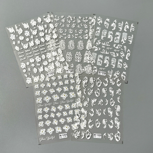 White Lace Flowers 5d Embossed Nail Art Stickers <strong>Strips</strong> 3d Nail Art Wraps Sticker Decals - Product Image 1
