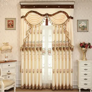 Cortina de lujo bordada 3D para sala de estar, cortina de ventana para dormitorio