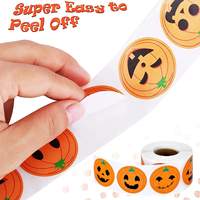 Autocollants ronds adhésifs en papier synthétique imperméable, Halloween, citrouille, araignée, chauve-souris, fantôme, pour emballages de bonbons, de collations, de cadeaux, décoration de fête