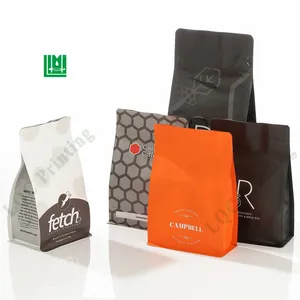 Lebensmittel qualität 8 Unzen Folie Box flache Heiß siegel Keks Verpackung Reiß verschluss Beutel benutzer definierte Kaffee