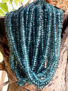 London Blue Topaz Faceted Rondelle Beads Quality Gemstone Strand Teal Round Stone Loose Beads - Product Image 2