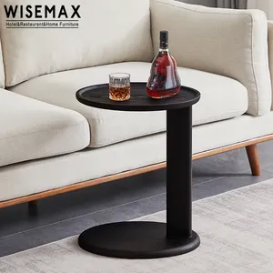 WISEMAX FURNITURE Factory wholesale price solid wood oval shape coffee table wooden sofa corner side table for living room