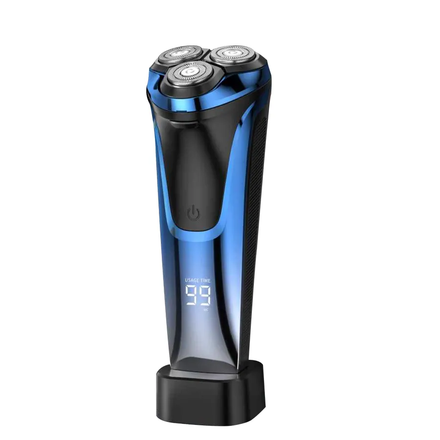 3D yüzer üçlü adam tıraş şarj edilebilir jilet erkek su geçirmez sakal düzeltici LED ekran tıraş araçları için USB şarj