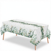 Nappe rectangulaire jetable en plastique vert sauge à motif de feuilles 54"x108" pour décorations de fête de baby shower