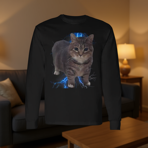 Maglietta a maniche lunghe Spinning Cat Meme Cat Brainrot - Product Image 3