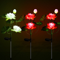 Lampu Lotus surya LED bunga tahan air lampu taman dekorasi bunga lanskap untuk taman halaman rumput jalur