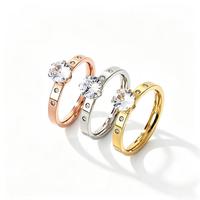 Bague en Acier Inoxydable Inaltérable avec Zircon Cubique pour Femme, Micro-Pavé Scintillant, Étanche, Bijou Quotidien, Vente en Gros