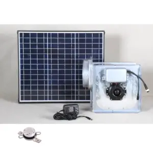 Eco Vent Kit Solar Panel Dual Power Heat Extraction Centrifugal Fan 6'' Thermostatic Home Exhaust Fan Double Inlets Air Blower