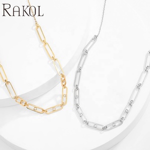 RAKOL NP5077 Gold-Plated Link Paperclip Chain Women's Gift Hiphop Necklace - Product Image 5