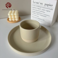 Japanese Style Tableware Reactive Blue Kiln Glazed Restaurant Crockery Set Flat Ceramic Dinner Plates and Cups Set