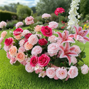 Disposizione dei fiori del corridoio blu CM-BBWF153 <span class=keywords><strong>e</strong></span> <span class=keywords><strong>rosa</strong></span> per l'arredamento del palcoscenico del matrimonio - Product Image 5