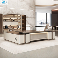 Bureau moderne convertible pour PDG exécutif Meuble à panneaux en bois avec organisateur Ensemble table et chaises de bureau