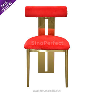 Chaises de banquet de mariage élégantes empilables en acier inoxydable doré de luxe à prix avantageux, chaise de salle à manger - Product Image 1