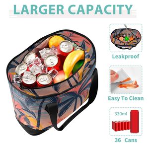 Sac isotherme portable personnalisé avec imprimé Hawaï, sac à lunch isolé avec poignées pour femmes, vente en gros - Product Image 5