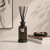 Aikun - Difusor de Aromas con Etiqueta Redonda de Vidrio Negro de 1000 ml, Juego de Caja para Regalo, Empresa, Hotel, Muestra de 3 Días, Envío en 7 Días, Aroma Duradero