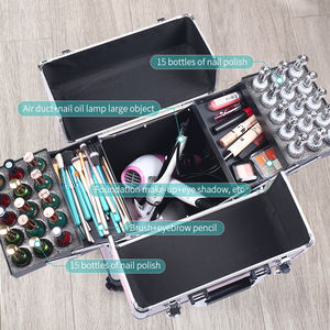 Estuche de cosméticos de tocador personalizado con logotipo, bolsa de maquillaje, organizador de viaje, caja de maquillaje con <span class=keywords><strong>barra</strong></span> de tracción con bloqueo, Maleta de maquillaje con <span class=keywords><strong>barra</strong></span> de Dibujo - Product Image 2