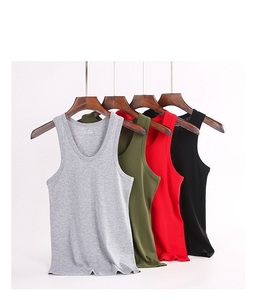 Camiseta sin mangas con logotipo personalizado para hombre de 230 gramos de algodón grueso Camiseta holgada de ajuste liso en blanco para Fitness - Product Image 4