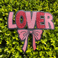 Paris Lover Iron on Brodé Valentines Chenille Patches Chemise rose Lover Bow Heart Valentine Day Sequin Patches