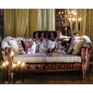 Divano Singolo di Lusso in Tessuto per Villa di Prestigio, Classico Rosso <span class=keywords><strong>e</strong></span> Bianco, Imbottito in Legno per Salotto - Product Image 3