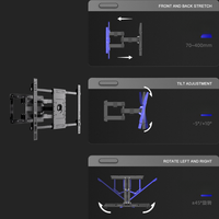 Youbei Full Motion TV Soporte Retráctil Universal LED LCD Montaje en pared Giratorio Inclinación TV Soportes Uso en la oficina