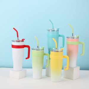 New Gradient Color 304, Stainless Steel <b>Thermos</b> <b>Cup</b> Student High-value Double Drinking Straw <b>Cup</b> Outdoor Portable Car <b>Cup</b>/ - Product Image 1