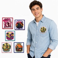 Badges brodés carrés prêts à l'emploi, tendance estivale, patchs en tissu DIY, style japonais et coréen, avec support adhésif thermocollant en polyester
