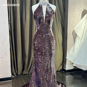 Abito da Sera a Sirena con Scollo a V e Spalle Scoperte, Motivo con Paillettes, Colore <span class=keywords><strong>Viola</strong></span>, Modello 1187 - Product Image 2